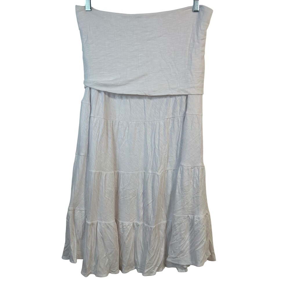 INC International Concepts White Tiered Ruffle Skirt XL Modal Blend Boho Flowy
